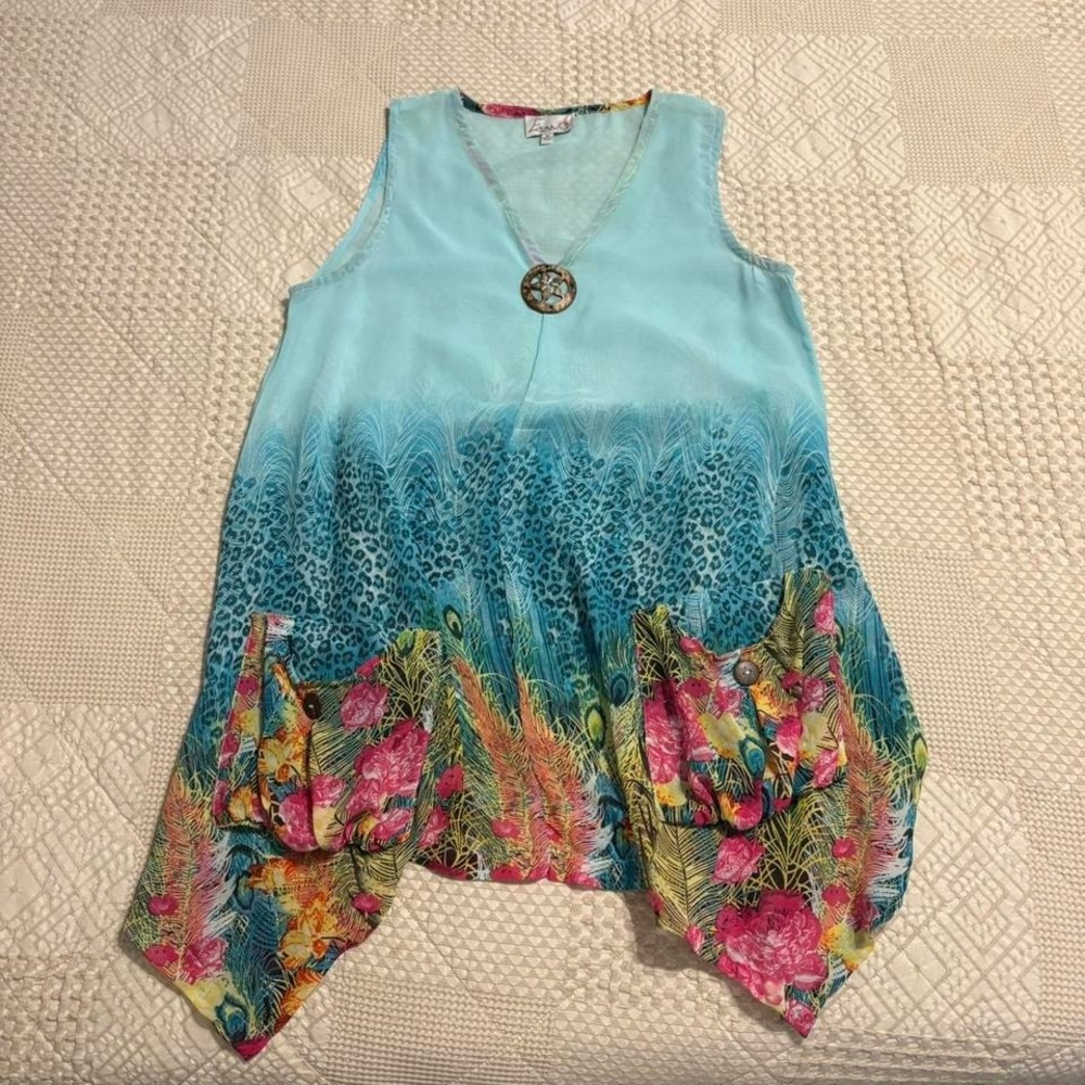 Y2K Ocean Printed Swimsuit Cover Up Slip